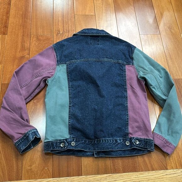 NWOT Urban Outfitters BDG Mens Color Block Denim Trucker Jacket Multicolor Sz M - Picture 3 of 12
